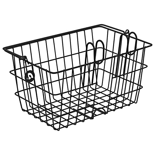 Retrospec Apollo-Lite Lift-Off Bike Basket - Detachable Steel Handlebar Basket with Carrying Handle for Commuting, Shopping & Beach Trips - 14.5in x 9.5in Weather-Resistant Biking Gear - color: Black
