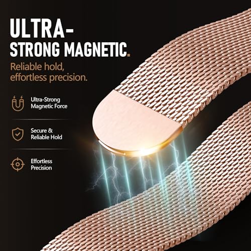 Milanese Loop Compatible with Apple Watch Band 40mm 41mm 42mm 38mm Men Women, Magnetic Buckle Strap Stainless Steel Mesh Metal Bands for iWatch Series 11 10 9 8 7 6 5 4 3 SE3/2/1 - color: 04-Rose Gold, size: 38/40/41/42mm(s10/11)
