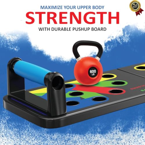 Adjustable Push up Board for Men | 20-in-1 Multi-Functional Foldable Fitness Board | Strength Training Board for Women and Men | Home Gym Workout Equipment with 5 Resistance bands