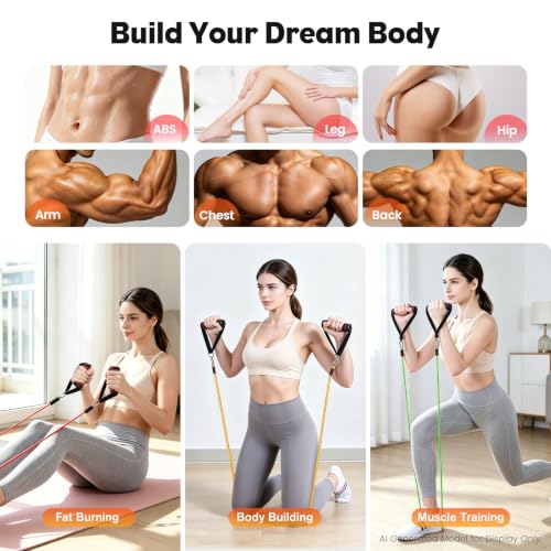 Resistance Bands Set, Himaly Exercise Bands Strength Training Fitness Bands Workout Elastic Bands with Legs Ankle Straps, Door Anchor, Handles & Carry Bag for Home Outdoor Workouts - color: Colorful (Standard Bands)