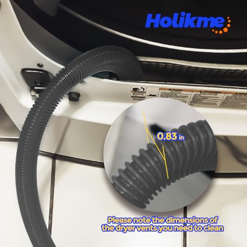 Holikme Dryer Vent Cleaner Kit 2Pack - Lint Vacuum Attachment & Brush | Black Dryer Vent Vacuum Hose Attachment & Brush Reach Deep Traps - Remove Hidden Lint, Speed Drying & Reduce Fire Risk - color: Black