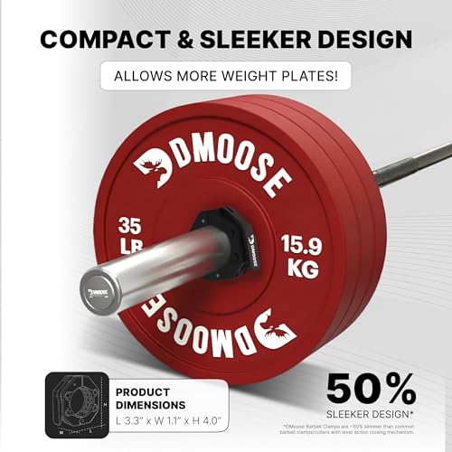 DMoose Fitness Barbell Clips 2 Inch (Pair) - Quick Release Olympic Barbell Clamps & Collars with Anti Slip TPR Grip for Secure Weightlifting and Powerlifting - Weight Clips for Bars at Home or Gym - color: Black V2, style: Magnetic