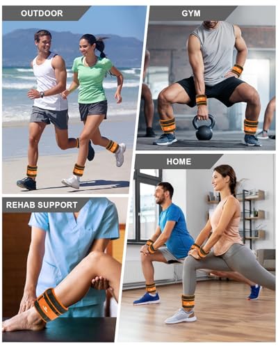 Fragraim Adjustable Ankle Weights 1-3/4/5/6/8/10/12/15/20 LBS Pair with Removable Weight for Jogging, Gymnastics, Aerobics, Physical Therapy - color: Orange, style: 5 lbs each( 10 lbs pair)