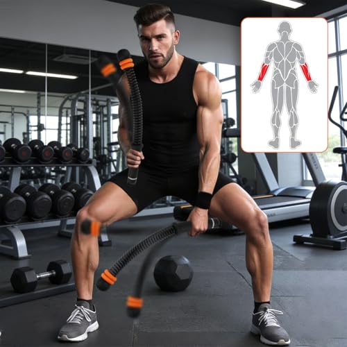 Ropeless Battle-Ropes (2-Pack) Portable Workout Ropes for HIIT Workouts,Cardio & Muscle Training, Low-Impact Training Heavy Duty Arm Exerciser for Strength Training - color: Black