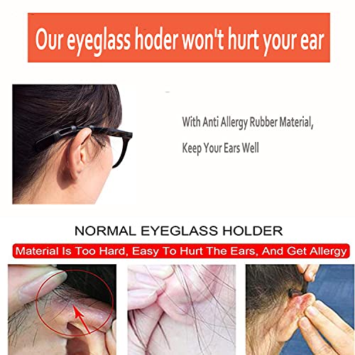 MOLDERP Eyeglass Ear Cushions, 7 Pairs Soft Silicone Anti Slip Glasses Ear Grip Temple Tips Comfort Ear Hook Pads, Non-Slip Flexible Eyewear Holder for Sports Running Daily Outdoor Wear (MIX, all) - color: L-clear