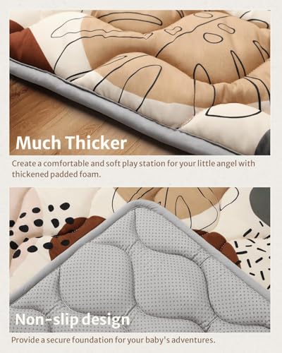 Blissful Diary Baby Play Mats for Floor, 47x47 Playpen Mat, Thicker Cushioning Padding Foam Playmat for Baby and Toddlers Infants, Non-Slip & Machine Washable, Boho Design - color: Boho, size: 47" X 47"