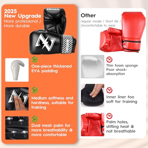 Kids Boxing Gloves 6 oz Youth Training Sparring Gloves for 3–12, Leather Ventilated Mesh, Boys Girls Junior Punching Gloves for PunchBag Focus Pads MMA Muay Thai Kickboxing - color: White