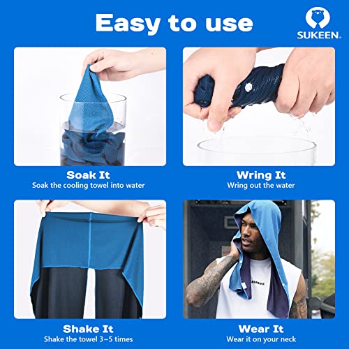 Sukeen Cooling Hoodie Towel, Absorbent Quick-Drying Cooling Towels for Neck and Face, UV Sun Protection Cooling Neck Wraps Sport Head Cooling Towel Hot Weather - color: Blue