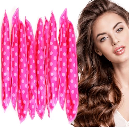 Satin Sponge Hair-Rollers for Women - 9Pcs Soft Foam Rollers to Sleep in, Heatless Overnight Curlers for Short/Long Hair, No Heat Hair Curlers with Dent-Free Satin Surface - color: Pink, size: 1 Count (Pack of 1)