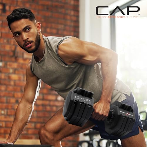 CAP ADJUSTABELL Adjustable Dumbbell Set, Premium Quick Select Adjustable Weights for Strength Training, Singles & Pairs, 12.5 LB, 25 LB & 55 LB, Round & Hex Dumbbells, Multiple Grip Handle Options - size: 55 lb - Copper Handle, style: Single