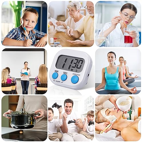 Weewooday 12 Pcs Digital Kitchen Magnetic Timer Bulk Classroom Count up Countdown Egg Timer Cute Desk Stopwatch for Back to School Teacher Kids Cooking Office(White,Stylish Style) - color: White, style: Stylish Style