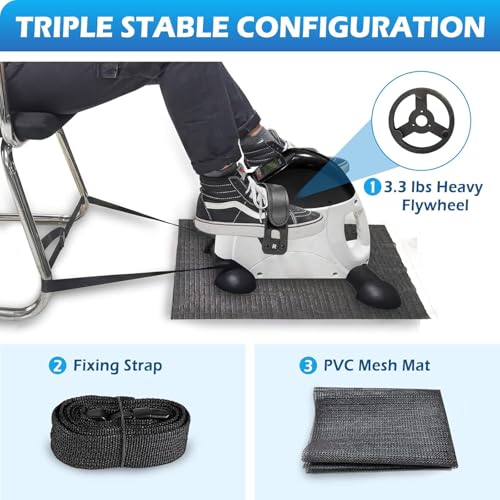 TABEKE Under Desk Bike Pedal Exerciser - Mini Exercise Bike for Arm/Leg Exercise, Pedal Exerciser for Seniors with LCD Display 26514(White)