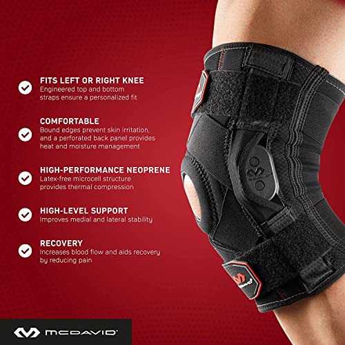 McDavid Hinged Knee Brace for Men and Women, Knee Brace with Side Stabilizers, Knee Compression Sleeves and Stability Straps for ACL, LCL, Arthritis, Tendonitis, MCL, Patella, Left and Right - size: Small