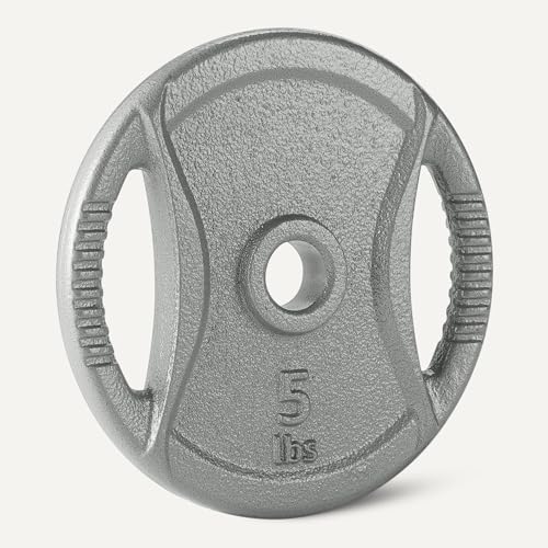 Amazon Basics 1-Inch Grip Weight Plates, Cast Iron, Strength Training, Home Gym - size: 5 lb, 4pc, 1"