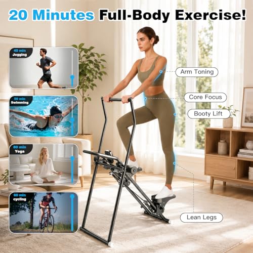 Stair Stepper Ab Machine for Home Gym, Multi-functional Full-Body Workout Equipment, Compact Folding Stair Climber with Oversized Pedal, 90% Pre-Assembled Stairmaster