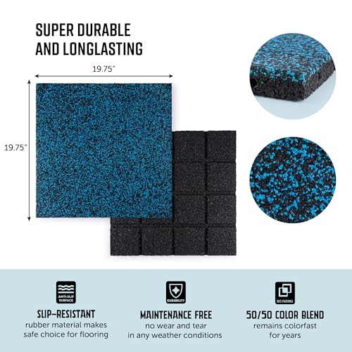 Playsafer Elevate Rubber Playground Tiles - 1" Thick High Density Interlocking Shock Absorbent Safety Tile for Playgrounds, and Exercise Equipment - 20" X 20" (180 Tiles - 486 Sq. Ft. - Gray) - color: Grey