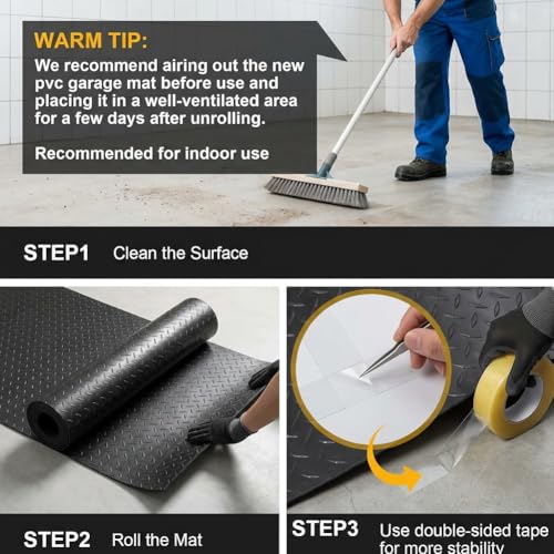 GL 2.8mm Thickened Garage Floor Mat, Custom Size Heavy Duty Parking Mat Waterproof Non-Slip Floor Protector for Car, Trailer, SUV, Basement, Gym (Black) (1 Feet x 2 Feet) - color: Black, size: 1FTx2FT