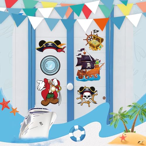 RiVolTa Mouse Cruise Door Magnets - 9 PCs Pirate Captain Ship Cabin Decorations Stateroom Sea Navigation Accessories Anchor Funny Magnetic Stickers for Party Carnival Cars Refrigerator Locker Decor - color: Pirate Ship