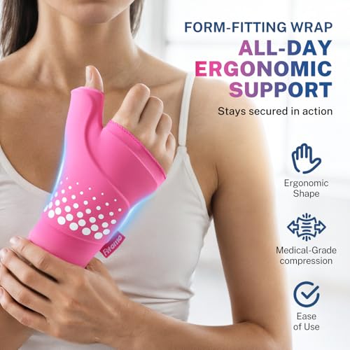 Thumb & Wrist Ice Pack Wrap, Thickened Ice Gel Pad, Ergonomic Fit, Long Lasting Cold & Warm for Carpal Tunnel Relief, Arthritis, Computer Overuse Injuries, Post-Surgery, Post-Workout, Pink, Size S/M - size: S/M, style: Pink
