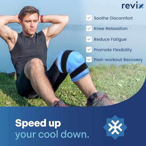 REVIX 20‘’ XXXL Knee Ice Pack Wrap Around Entire Knee, Extra Large Ice Pack for Knee Meniscus Tear and Arthritis, Cold Compress Therapy, Reusable Ice Wraps for Back, Shoulder, Post-Workout Recovery - style: Blue-1 Pack