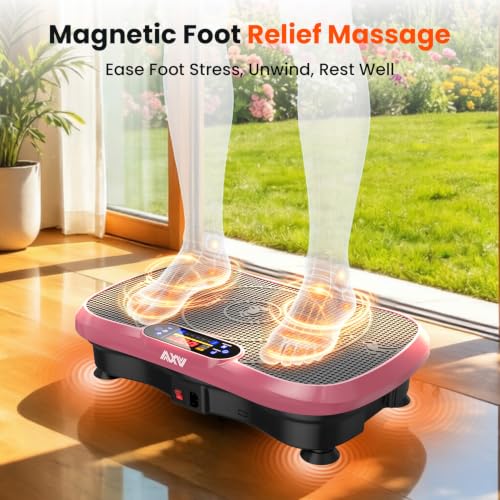 AXV Vibration Plate Fitness Platform Exercise Machine Vibrating Shaking Full Body Shaker Workout Vibrate Stand Shake Board Sport for Weight Loss Fat Burner for Gym Home Office - color: BASIC.PINK