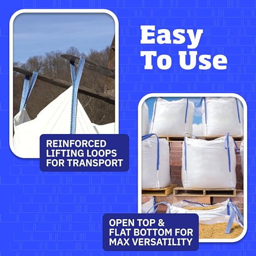 DURASACK Heavy Duty Builder's Bulk Bags 200 Gallon, Open Top, Pack of 3 | White Woven Polypropylene Contractor Trash Bags for Demo and Construction, Holds up to 2200 lbs - size: Pack of 3