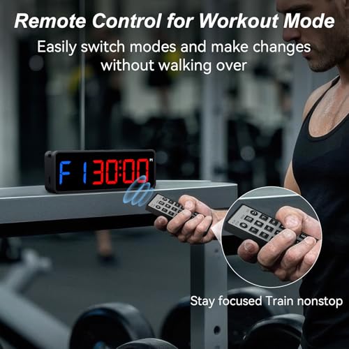 Acedeck Portable Gym Timer Clock: Fitness Digital Clock with Strong Magnet - Remote Control for Fitness Enthusiasts - Powerful Battery for Home Gym Garage Boxing - color: Black