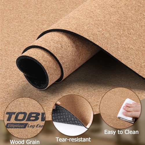 TOBWOLF Non-Slip Workout Mat for Ellipse Leg Exerciser, Ellipse Machine Mat, Exercise Mat for Under Desk Ellipticals, Suitable for Electric Seated Foot Pedal Exerciser, Stability & Floor Protection - color: Cork Surface