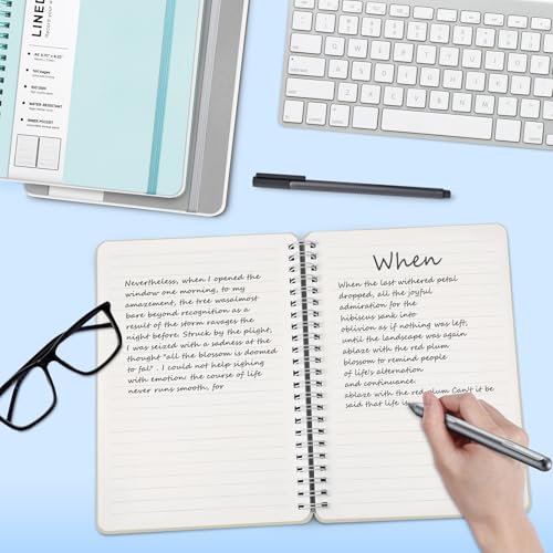ABERLLS Lined Spiral Journal Notebook with 160 Pages, 8×5.7in, A5 Spiral Notebook, Journaling Notebooks for Work, School, Women, Men, College Ruled Spiral Notebook, Hardcover Leather Journals, Beige - color: Light Yellow, size: A5