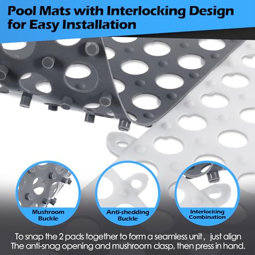Tinideya 50 Pcs Drainage Interlocking Floor Tiles, 12'' x 12'' Soft TPE Non Slip Shower Floor Tiles for Pool Bathroom Shower Balcony Patio Locker Room Basement Stairs(White and Light Gray) - color: Light Gray and White