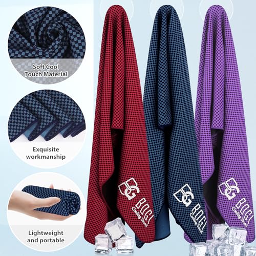 BOGI Cooling Towels for Neck and Face, Soft Breathable Cool Towel for Instant Cooling Stay Cool for Yoga, Sport, Gym, Camping, Running & More Activities - color: Navy Blue, size: 47.00" x 14.00"