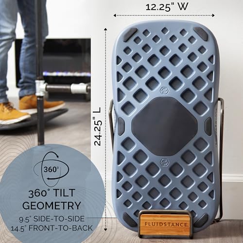 FluidStance Adult Balance Board for Standing Desk - Anti Fatigue USA Made 360 Degree Rocker Wobble Board as Exercise Equipment to Increase Focus & Movement - Sustainable Anti-Slip Plane Standing Board - color: Vapor