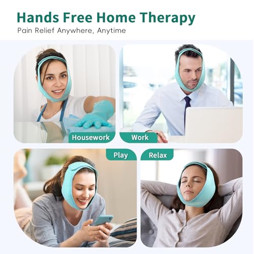 Wisdom Teeth Ice Pack Head Wrap for Pain Relief - Cold Hot Therapy for Face, Jaw & Oral Surgery with 4 Gel Packs, TMJ, Tooth Extraction, Tonsillectomy Recovery (Green) - color: Green