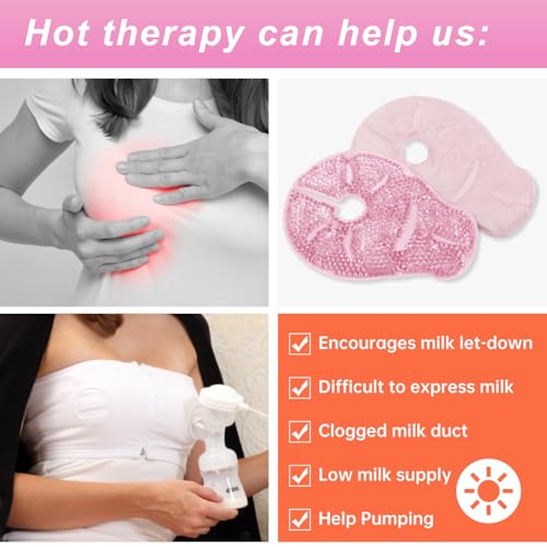 Breast Therapy Ice Packs Large Hot Cold Breast Pads, Nipple Cooling Gel Pads for Clogged Milk Duct Relief, Engorgement, Breast Augmentation Surgery, Breastfeeding Essentials for New Moms, 2 Pack - color: Pink(drop-shaped)
