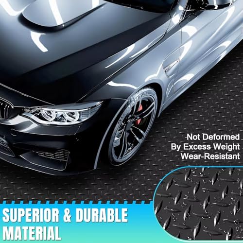Heavy Duty Diamond-Plate Rubber Flooring Roll 4x12 FT, Multi-Purpose Waterproof Anti-Slip Floor Mat, Easy to Clean Under Equipment, Mats for Garage, Gym, Stable, Basement, Kennel - size: 4 ft x 12 ft x 0.1 in