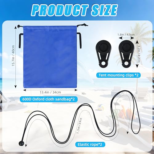 Bylion 2 Sets Beach Shade Accessories- Beach Canopy Wind Assist-600D Blue Sandbags Weight Sun Canopy Assist Kits, Provide Shade in Breezes/No Wind Form Tent-Like Shape(Canopies Excluded) - color: Style1-Blue