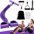 2026 Upgrade Foot Pedal Resistance Band, Adjustable 4-Tube Pedal Ankle Puller Resistance Band with Handle, Multifunction Home Gym Equipment, Stirrup Puller for Men Women for Full Body Exercise - color: Purple 4 Tube