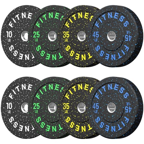 HANDBODE 2-Inch Weight Plates High Bounce, Olympic Bumper Plate Set 45/100/160/190/260/300lb, Colored Weight Plates Set for Home Gym, Barbell Weights Rubber Strength Training Plate for Weight Lifting - size: 230 lb Set (Pair of 10, 25, 35, 45 lb), style:
