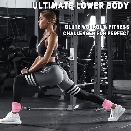 Fitness Ankle Straps for Cable Machines, 2 Pack Comfortable Adjustable Padded Ankle Wrist Cuffs, Kickback Glute Workouts for Men Women, D-Ring Leg Straps with Neoprene Padding - color: yy-Pair -pink