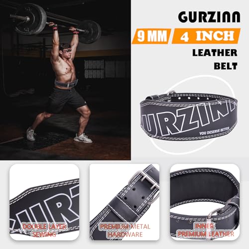 9mm Leather Fitness Weight Lifting Belt for Women&Men with 4 Inches Padded Lumbar Support for Power Lifting Workout & Squats Exercise - color: A-black, size: Small