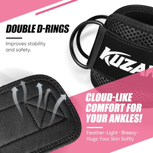 KUZARO Ankle Resistance Bands with Cuffs, Ankle Weights Bands for Working Out, Women Leg and Glutes Workout Equipment, Exercise Bands for Kickbacks, Butt and Booty Trainer, Home Gym Fitness Equipment - color: glossy black