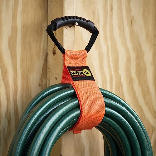 Easy-Carry Wrap-It Storage Straps - 22" (2-Pack) Blaze Orange | Heavy-Duty Hook and Loop Cord Carrying Strap, Hanger, and Organizer with Handle for Pool Hoses, Garden Hoses, Cords, Cables - color: Blaze Orange, size: 22" (2 Pack)