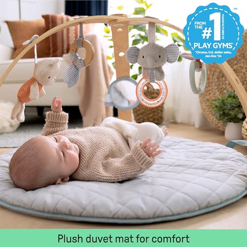 Ingenuity Cozy Spot Reversible Duvet Activity Gym & Play Mat with Wooden Toy bar - Loamy, Newborn and up - color: Loamy