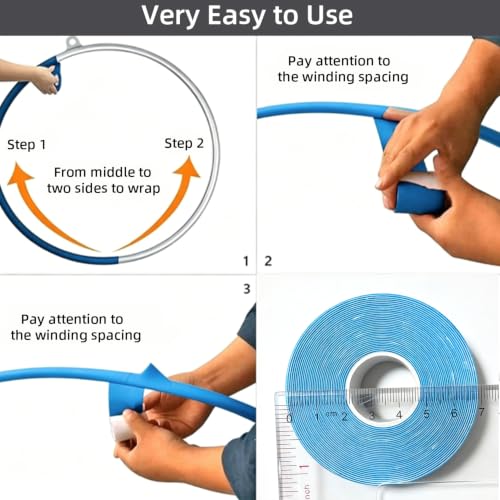 PRIOR FITNESS Aerial Hoop Tape, 5m/16.4ft x 5cm Anti Slip Lyra Hoop Grip Tape, Sweat Absorbent Stretch Textile Pole Dance Tape, No Residue Self Adhesive Hand Protective Tape for Aerial Hoop Ring - color: Blue