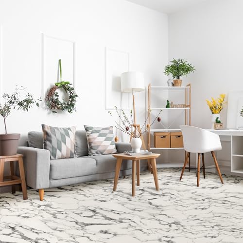 Sorbus 80 Sq. Ft. Wood Grain Floor Tiles Foam Mat EVA Interlocking Mats Tile 3/8-Inch Thick Flooring Wood Puzzle Exercise Mats w/Borders - Home Playroom Basement, Apartment, Trade Show, Baby, Dance - color: White Marble, size: 20 Pack