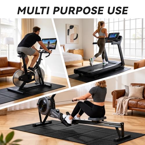 Treadmill Mat for Carpet &Hardwood Floors, 79" × 39.4" 0.25" Thick High Density, Non-Slip Fitness Equipment Mat, Mat for Under Treadmills, Elliptical, Exercise Bikes, Stationary Cycles - size: 78.7"L x 39.4"W x 0.3"Th