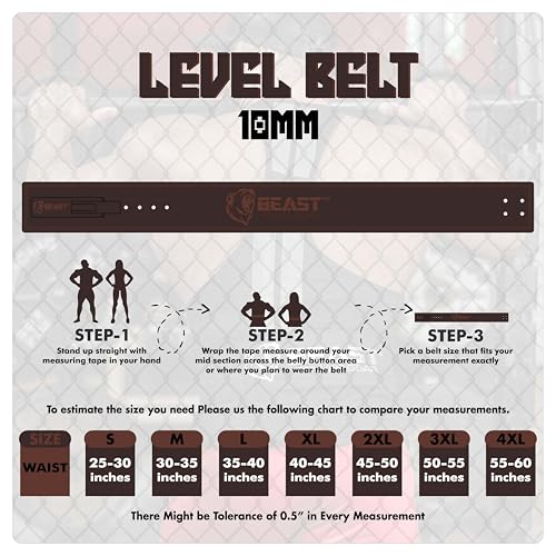 Beast Power Gear Weight Lifting Belt Lever Buckle 10MM 13MM Thick & 4 Inches Free Strap Weightlifting, Powerlifting, Deadlifts, Squats Men Women - color: Brown, size: XXX-Large