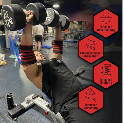 Beast Power Gear Elbow Sleeve (Pair) Dual-Ply Elbow Support & Compression for Powerlifting Weightlifting Heavy Bench Press Men & Women (Black/Red, 2X-Large) - color: Black/Red, size: 2X-Large