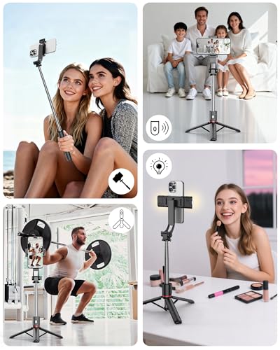 Selfie Stick with Light & Wireless Remote, Portable Phone Tripod Stand for iPhone & Android, Lightweight Foldable Selfie Stick for Travel, Vlogging, and Live Streaming - size: 40" Selfie Stick with Light and Wireless Remote