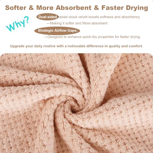 4 Pack Bath Towel Set, Lightweight Waffle Bath Towel Set, Microfiber Super Soft Highly Absorbent, Sturdy Quick Drying Towels for Bathroom, Gym, SPA, Yoga (4 Piece 27" x 55", LightPink) - color: 4lightpink, size: 27 x 55 Inch
